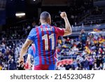 Small photo of BARCELONA - DEC 8: Ferrao celebrates a goal after scoring a goal at the Primera Division LNFS match between FC Barcelona Futsal and Movistar Inter at the Palau Blaugrana on December 8, 2021.