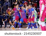 Small photo of BARCELONA - DEC 8: Marcenio celebrates after scoring a goal at the Primera Division LNFS match between FC Barcelona Futsal and Movistar Inter at the Palau Blaugrana on December 8, 2021 in Barcelona.