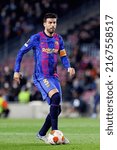 Small photo of BARCELONA - FEB 17: Pique in action during the Uefa Europa League match between FC Barcelona and SSC Napoli at the Camp Nou Stadium on February 17, 2022 in Barcelona, Spain.
