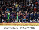Small photo of BARCELONA - MAY 20: Barcelona players celebrate the title consecution after the LaLiga match between FC Barcelona and Real Sociedad at the Spotify Camp Nou Stadium on May 20, 2023 in Barcelona, Spain.