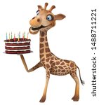 Fun Giraffe   3d Illustration