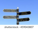 Small photo of A direction sign giving instuctions in Welsh and English.