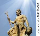 Small photo of Mighty and powerful god of the sea, oceans and water Neptune (Poseidon).