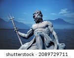 Small photo of The mighty god of the sea, oceans and sailors Neptune (Poseidon) The ancient statue..