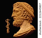 Small photo of Asclepius (Aesculapius) - god of treatment, the son of Apollo and Koronidy. Therapy Aesculapius learned from centaur Chiron , he also learned to resurrect the dead.