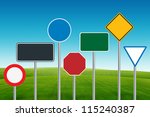 traffic sign on blue sky and... | Shutterstock . vector #115240387