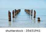 Ancient Wooden Pier In The Ocean