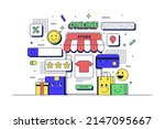 online shopping concept. mobile ... | Shutterstock .eps vector #2147095667