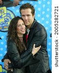 Small photo of LOS ANGELES - MAY 23: Alanis Morissette and Ryan Reynolds arrives for the 2003 MTV Movie Awards on May 23, 2003 in Hollywood, CA