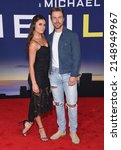 Small photo of LOS ANGELES - APR 04: Derek Hough and Hayley Erbert arrives for the ‘Ambulance’ Premier on April 04, 2022 in Los Angeles, CA