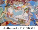 Small photo of WIBLINGEN, BAVARIA, GERMANY, JUNE 08, 2022 : Rococo and baroque decors of the library in Wiblingen abbey, near Ulm city, by architects Christian and Johann Wiedemann, 18th century
