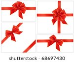 big collection of red gift bows.... | Shutterstock .eps vector #68697430