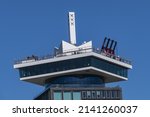 Small photo of AMSTERDAM, NETHERLANDS - MARCH 19, 2022: A'DAM Tower with A'DAM LOOKOUT in Amsterdam north next to Film museum. A'DAM LOOKOUT is an observation deck with an unrivalled panoramic view of Amsterdam.