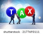 Small photo of Tax burden concept with businessmen