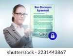 Small photo of Businesswoman in non disclosure agreement concept