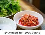 Macro Kimchi korea food on the  table