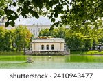 Small photo of MOSCOW, RUSSIA - JULY 09, 2023: Patriarshiye Ponds (Patriarch's Ponds), sunny summer day