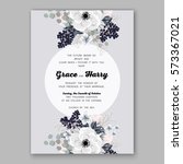 anemone wedding invitation card ... | Shutterstock .eps vector #573367021