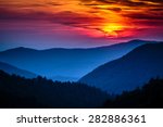 Great Smoky Mountains National Park Scenic Sunset Landscape vacation getaway destination - Gatlinburg Pigeon Forge Tennessee