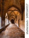 Small photo of Aragon, Spain - August 11, 2019: Interior of famous cistercian monastery of Veruela, in Aragon, Spain .