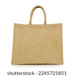 Small photo of single sackcloth bag with copyspace isolated on white