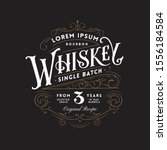 Vintage Whiskey Label Logo with Fancy Lettering and Ornate Flourished Frame