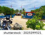 Small photo of Kralendijk, Bonaire August-15-2021: The entrance to Jibe City, this windsurf center is located on the east coast of Bonaire in a nature reserve called Lac. The best place to learn windsurfing