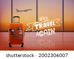 travel bag in airport interior... | Shutterstock .eps vector #2002306007