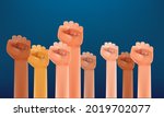 different race men fists up in... | Shutterstock .eps vector #2019702077