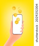 receiving or send money via... | Shutterstock .eps vector #2029252304