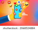 using social media applications ... | Shutterstock .eps vector #2068524884