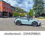 Small photo of Aspen, CO, USA - July 27, 2023: Photo of a Porsche 911 Dakar seen in Aspen Colorado
