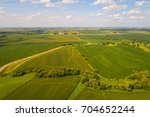 Aerial drone image of farmland landscape in Iowa USA