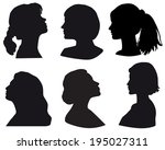 silhouette of a girls head  in... | Shutterstock .eps vector #195027311