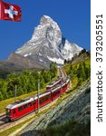 Small photo of Swiss beauty, rack railway under Matterhorn,Zermatt,Valais,Switzerland,Europe
