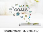 goals concept with smartphone... | Shutterstock . vector #377283517
