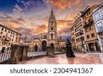 Small photo of Oviedo, Asturias, antique gothic Cathedral