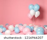 Helium inflatable latex panel color light blue pink white balloons background for decorations on birthday wedding corporative party 