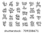 set of 25 black and white... | Shutterstock .eps vector #709208671