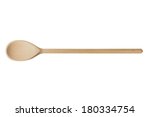Wooden spoon with long handle isolated on white background