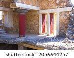 Small photo of Knossos palace near Heraklion. The ruin is the largest bronze age archaeological site on Crete island and it is considered Europe's oldest city, UNESCO tentative list, Greece.