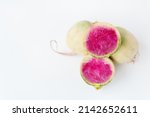 delicious pink radish in the... | Shutterstock . vector #2142652611