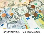 multicurrency banknotes  coins. ... | Shutterstock . vector #2145093201