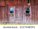 Old Decayed Red Barn In The...