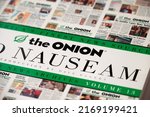 Small photo of Calgary, Alberta, June 17, 2022: Cover of the Onion parody news publisher.