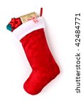 Photo of Isolated red Christmas stocking with gifts | Free christmas images