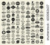 100 bakery logotypes set.... | Shutterstock .eps vector #603082637