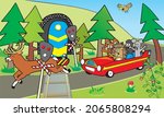animals in the car and train... | Shutterstock .eps vector #2065808294