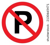 no parking  red circle frame ... | Shutterstock .eps vector #2130665471
