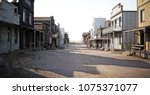 Western Town Road With Various...
